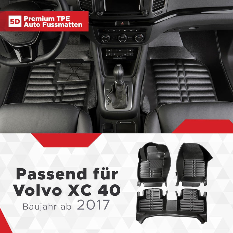 fussmattenprofi.com Auto Fussmatten Kompatibel mit Volvo XC 40 Baujahr ab 2017 (Nicht geeignet für H