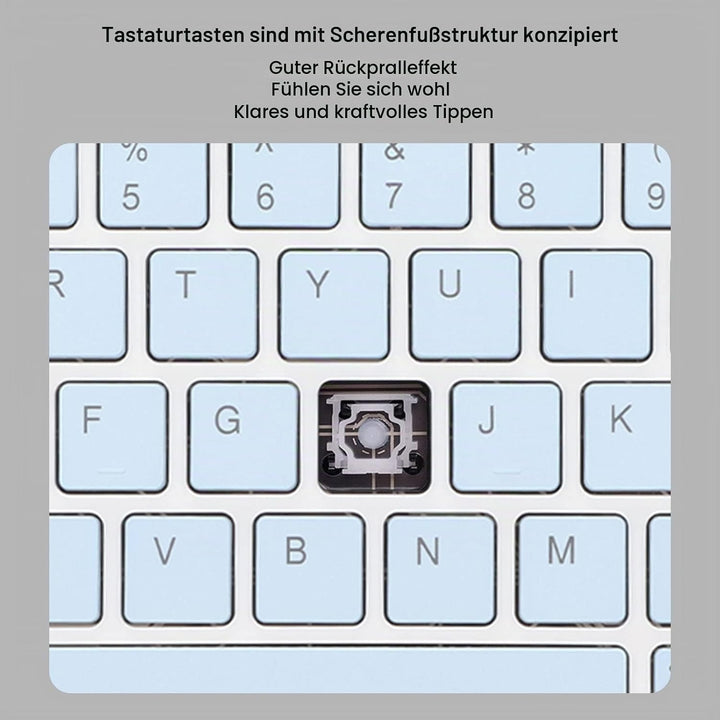 Kabellose Tastatur und Maus, 10 Zoll Bluetooth Tastatur Set, USB Aufladung, Ultradünne, Leise, Kabel