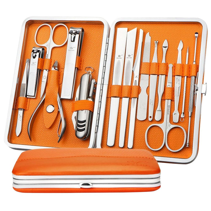 DEBAIJIA 16-Teilig Nagelknipser Set Luxus Maniküre Pediküre Kit, 430 Edelstahl Nagelpflege Werkzeuge