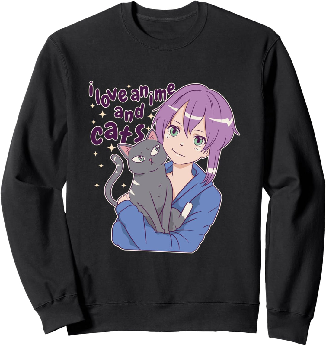 I love Anime And Cats Katzen Anime Merch Katze Anime Sweatshirt
