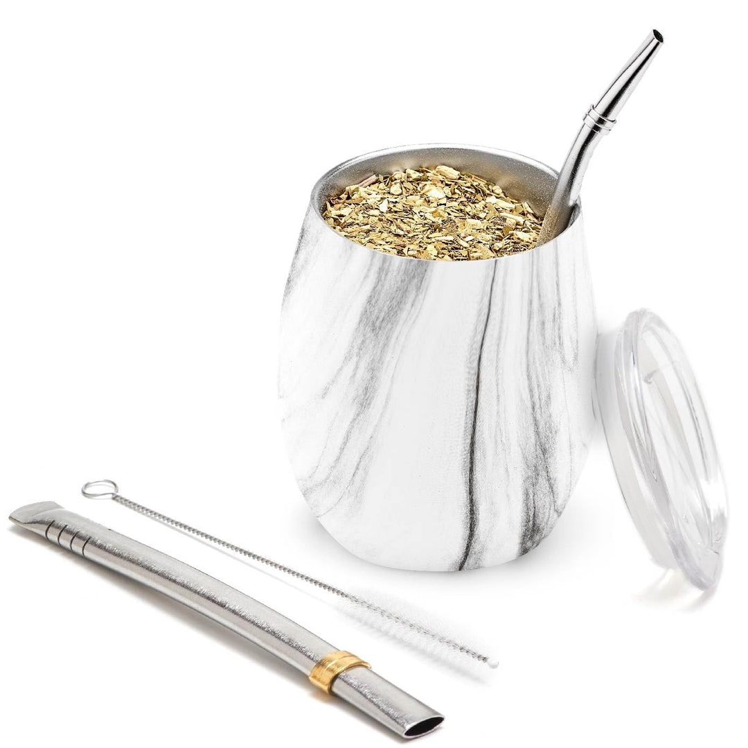 balibetov - Neu - Modernes Yerba Mate Gourd Set (Mate Tasse) - Doppelwandiger 18/8 Edelstahl Enthält