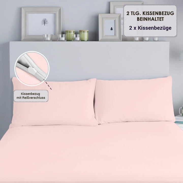 Pizuna Luxuriöser Soft-Satin 2er Pack Kissenbezug 40 x 80 cm Helles Rosa, 800 Fadenzahl Baumwolle Qu