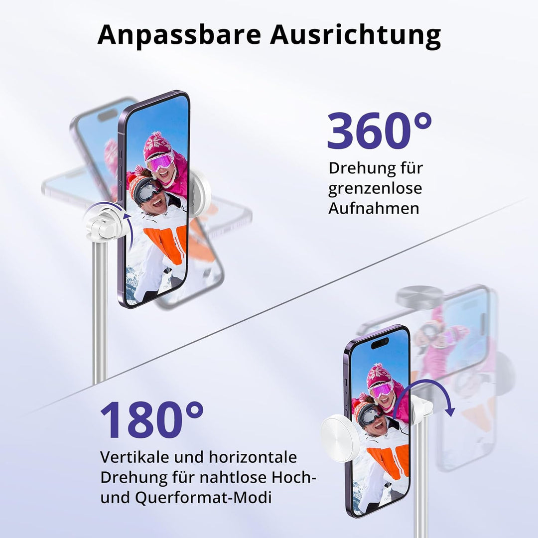 ATUMTEK 172CM Selfie-Stick Stativ Ausziehbares All-in-One-Handystativ aus Aluminium mit Bluetooth Fe