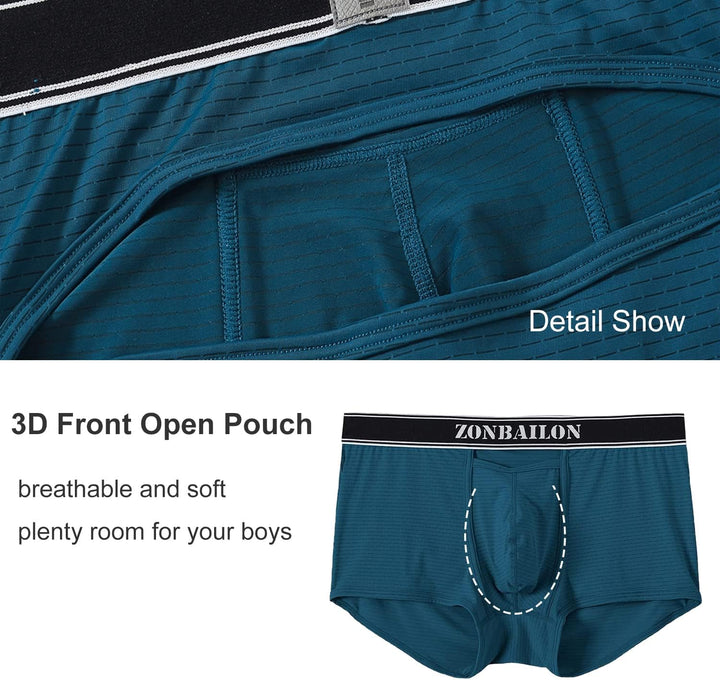 BIATWOWR Herren Boxershorts mit atmungsaktivem Stoff Micro-Mesh erhöhtem Front und Rückenöffnung ohn