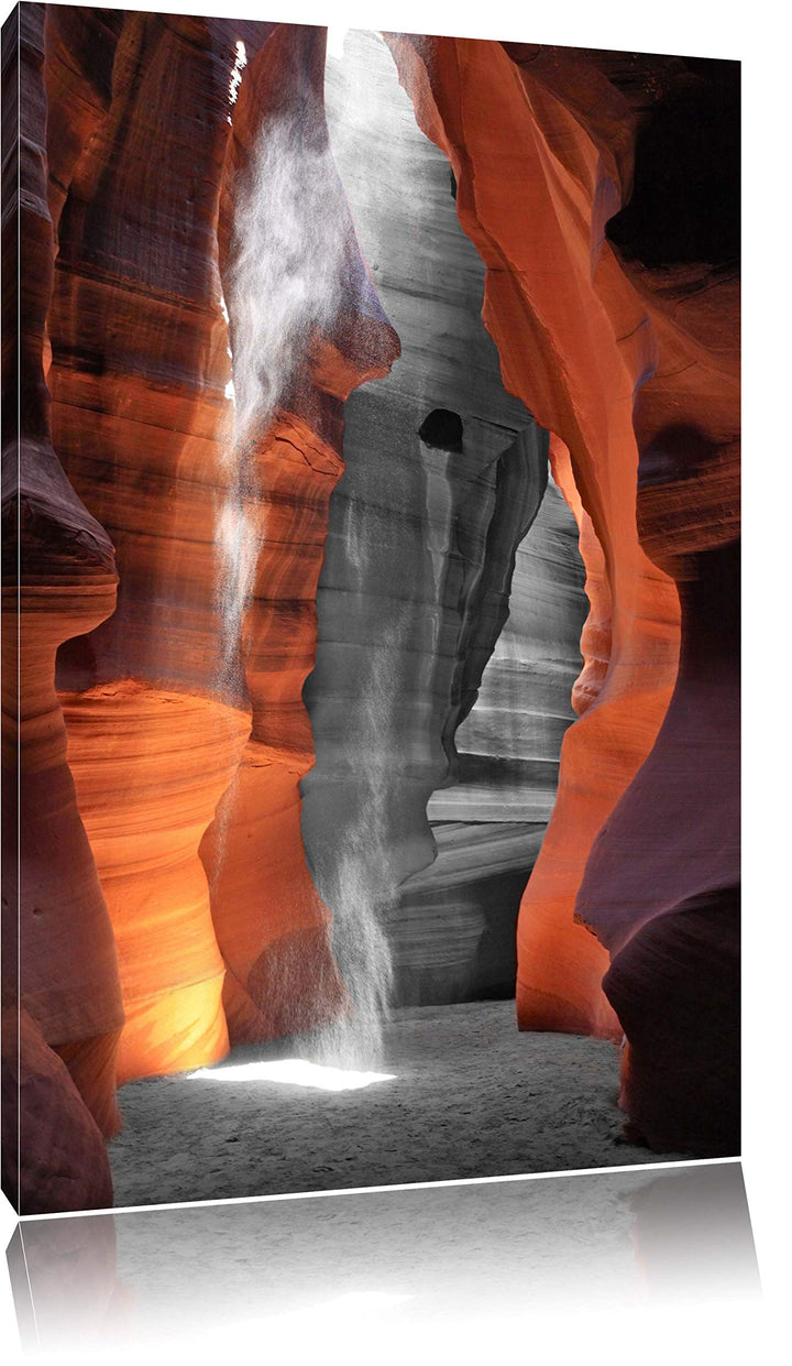prächtiger Antelope Canyon schwarz/weiss Format: 100x70 auf Leinwand, XXL riesige Bilder fertig gera