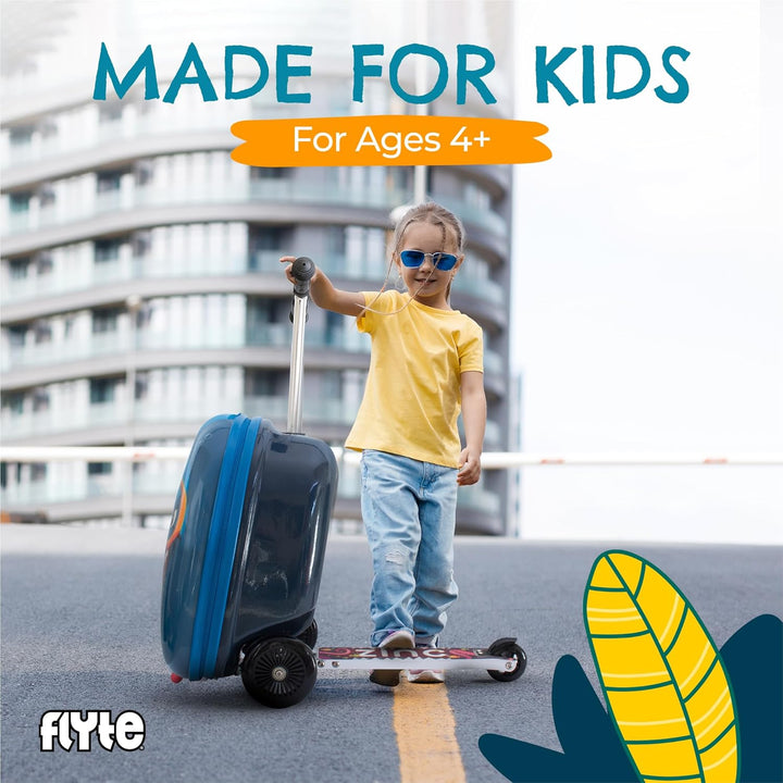 FLYTE Roller-Koffer, Faltbarer Kinderkoffer - Hartschale, Ride On mit Rädern, 2-in-1, 18 Zoll, 25 Li