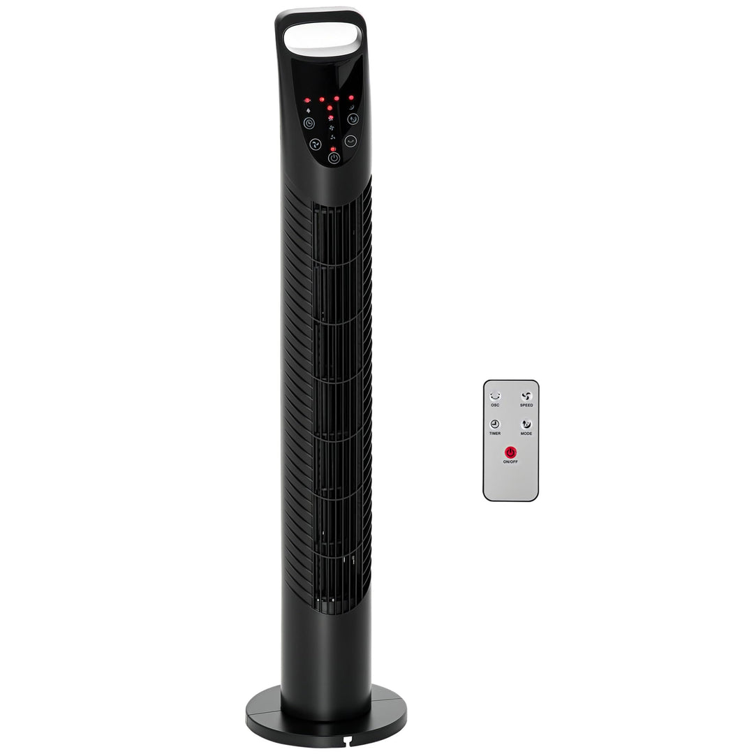 HOMCOM Turmventilator leise, Standventilator mit 3 Belüftungsstufen, 7,5H Timer, 40W Ventilator mit