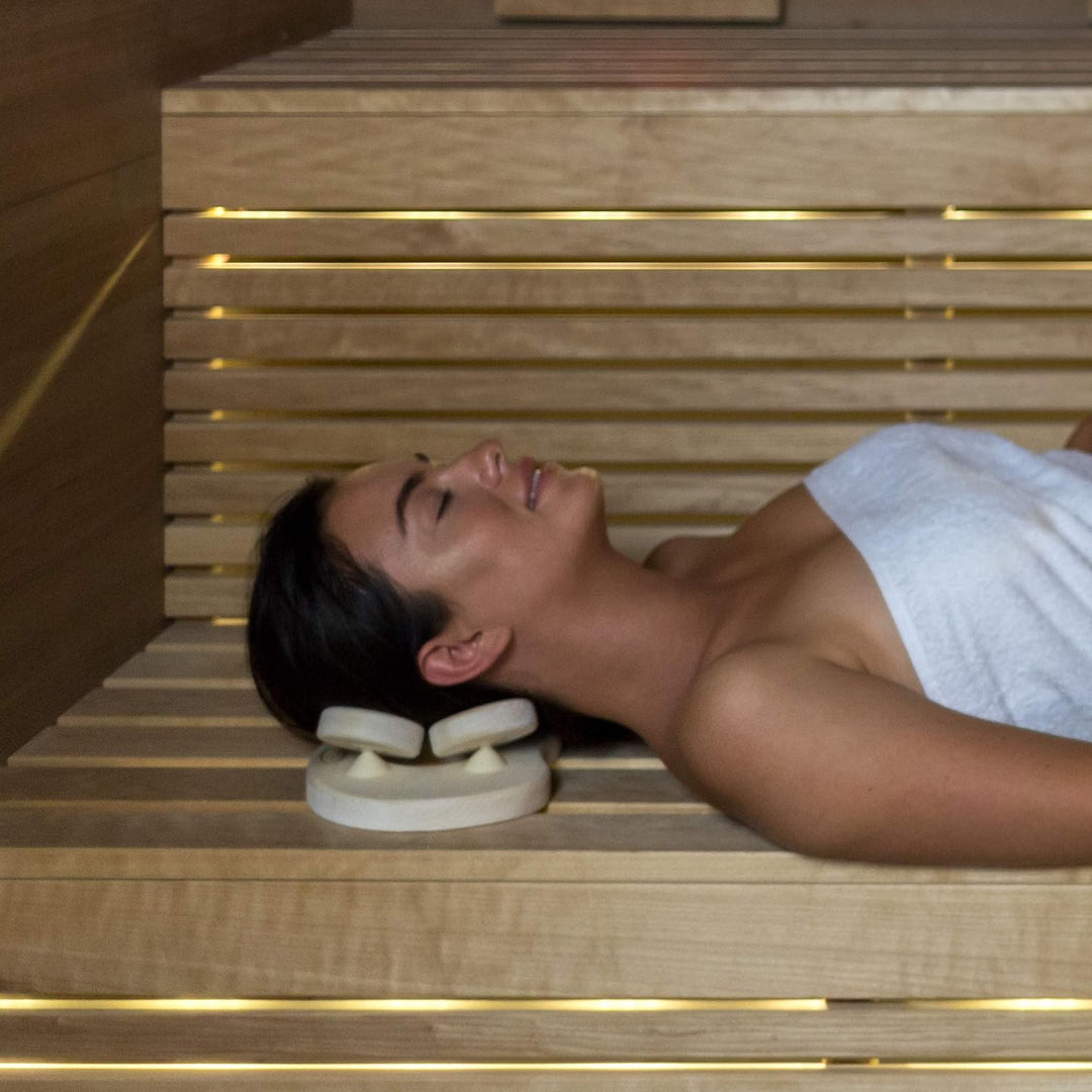 Abachi Holz - Sauna Kissen Kopfstütze ergonomisch perfekt für jeden Kopf