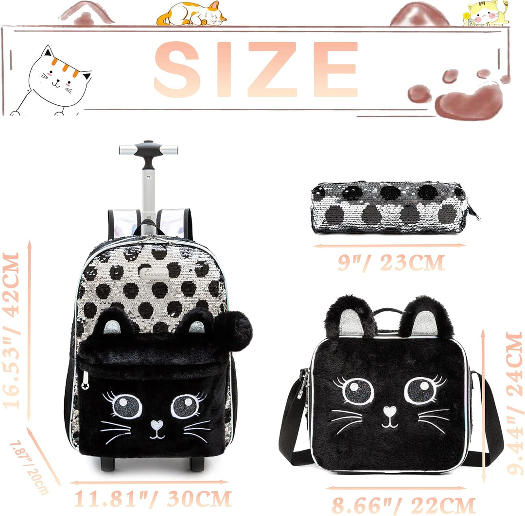 HTgroce Kinder Rollrucksack Schultaschen für Mädchen College Student Reise Reise Schule Kinder, Klei