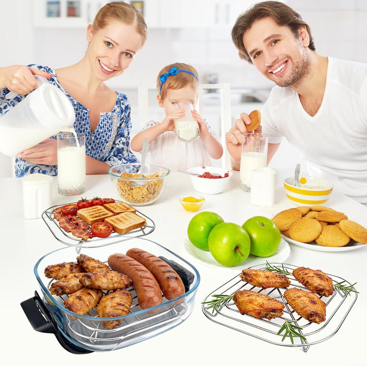 HAIWILL Ersatz Airfryer Grillrost Edelstahl für Ninja CRISPi Glasbehälter 3,8L, Gitterstöpsel kompat