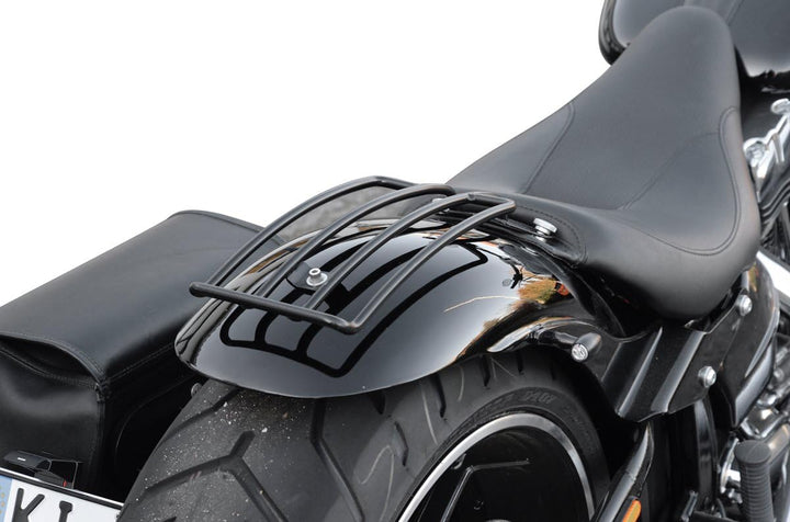 Gepäckträger schwarz für Harley Davidson Softail und Cruiser HD von Buffalo Bag.