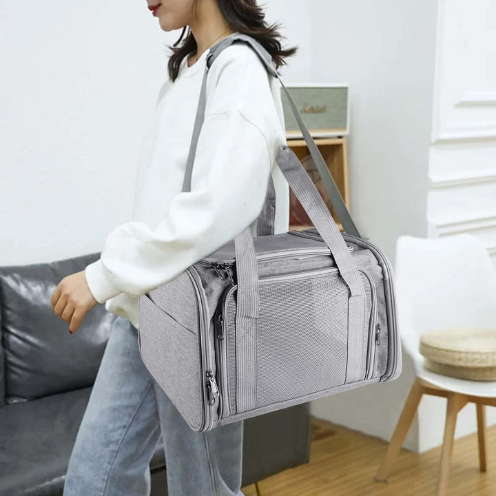 40*25*25cm Katzentransporttasche Haustiertasche kleine, 3kg Faltbare Transportbox Katze mit Schulter