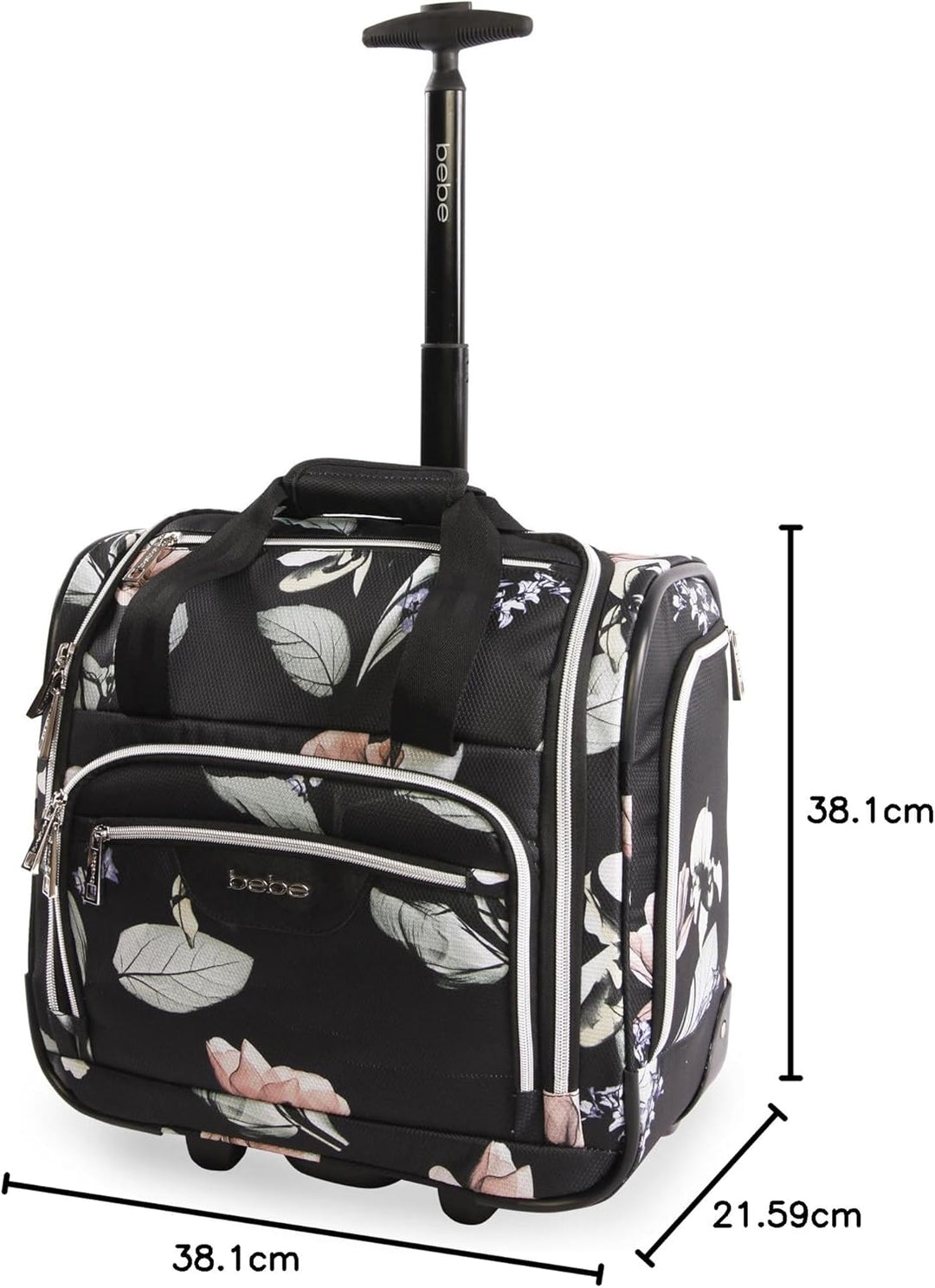 Bebe Valentina Damen-Handgepäcktasche mit Rädern unter dem Sitz, Floral Black, Einheitsgrösse, Valen
