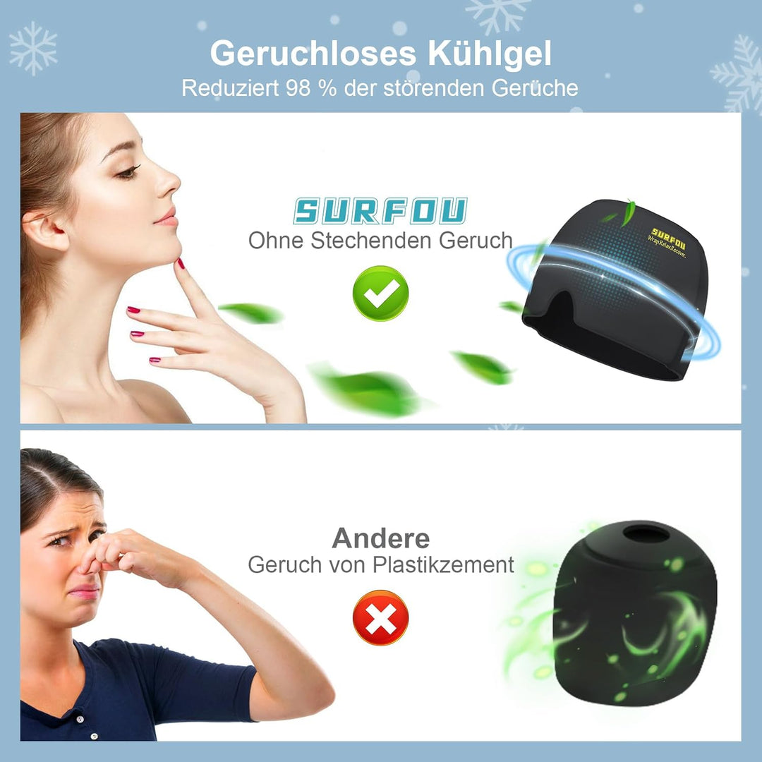 SURFOU Migräne Maske Mütze, Kühlmaske Gesicht Kopfschmerzen Kühlmaske, Schlafmaske Kühlmütze Kühlhau