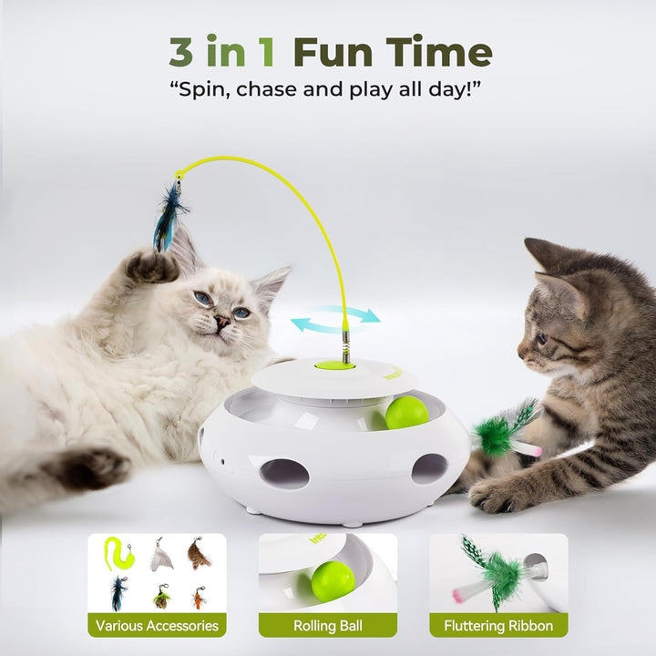 ALL FOR PAWS 3-in-1 Interaktives Katzen-Spielset, Automatisches interaktives Spielzeug für Wohnungsk