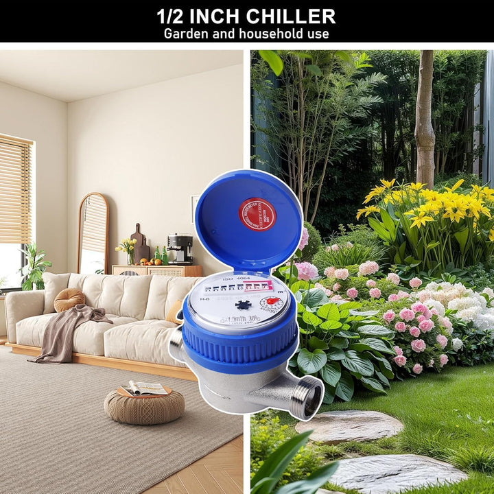 Wasserzähler Garten, 1/2 Zoll Geeicht Kalt Wasseruhr, Zapfhahn Wasserzähler mit Armaturen und Schutz