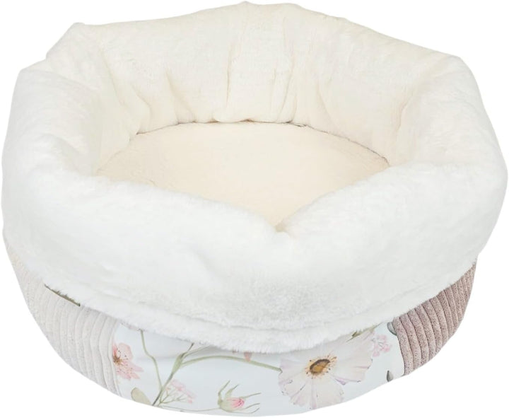 PRASKA Patchwork Katzenbett Hundebett 50 cm – Weiches Plüschbett mit Premium-Fell | Flauschiges Haus
