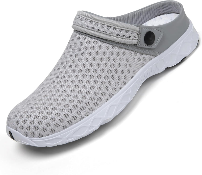 SAGUARO Unisex Clogs Sommer Hausschuhe Leicht Gartenschuhe Gr. 36-48 39 EU Weiss Grau, 39 EU Weiss G