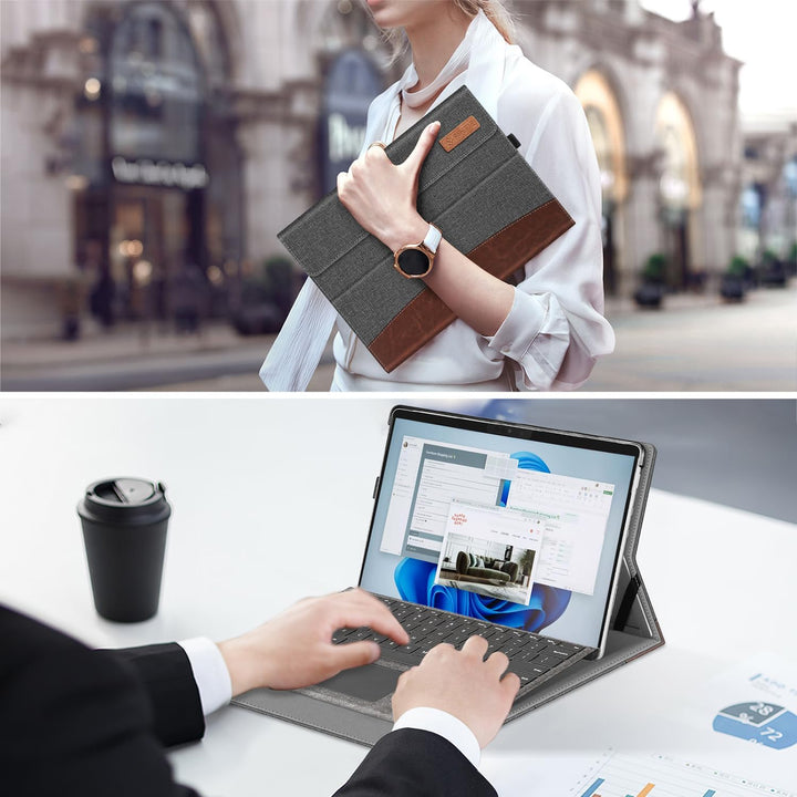 Fintie Hülle für Microsoft Surface Pro 8 13 Zoll (2021) - Multi-Sichtwinkel Hochwertigem Kunstleder