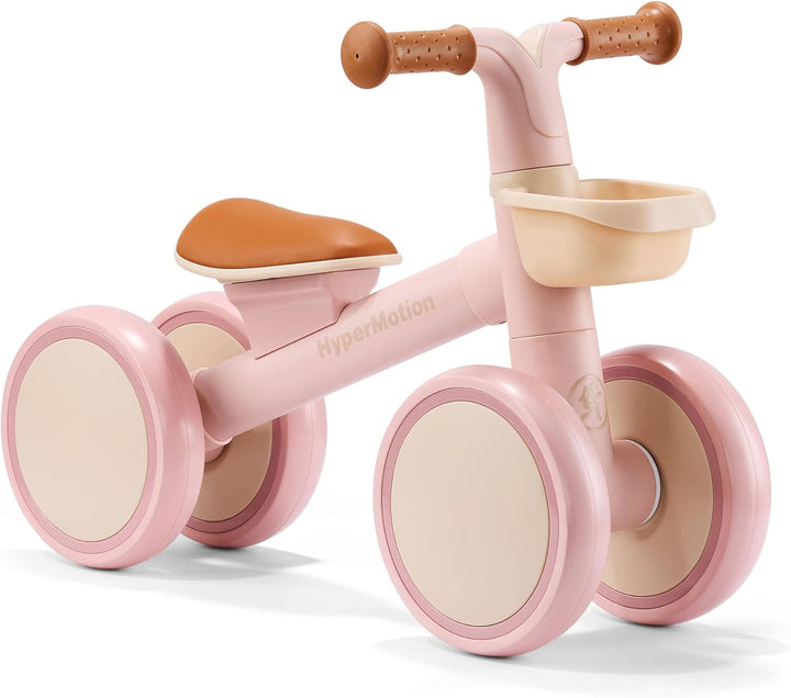 HyperMotion TOBI MINI Pinkes 4-Rad Laufrad für Kinder 12–36 Monate, Leichtes Rutschfahrzeug mit Korb