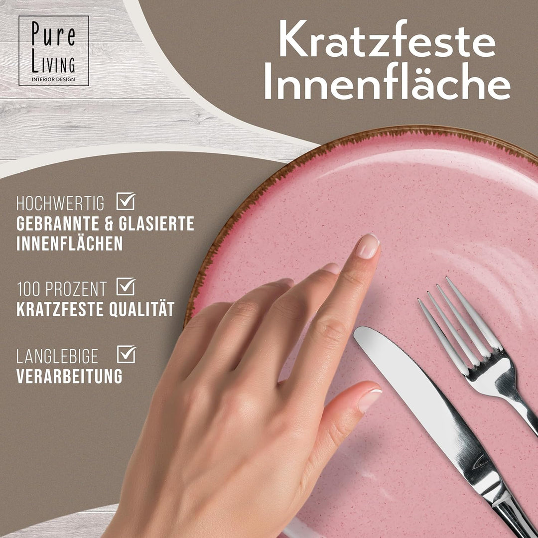 Steingut Suppenteller 6 Pers. Rustic Hochwertiges Landhausstil TEST SEHR GUT Tiefe Teller Set - Krat