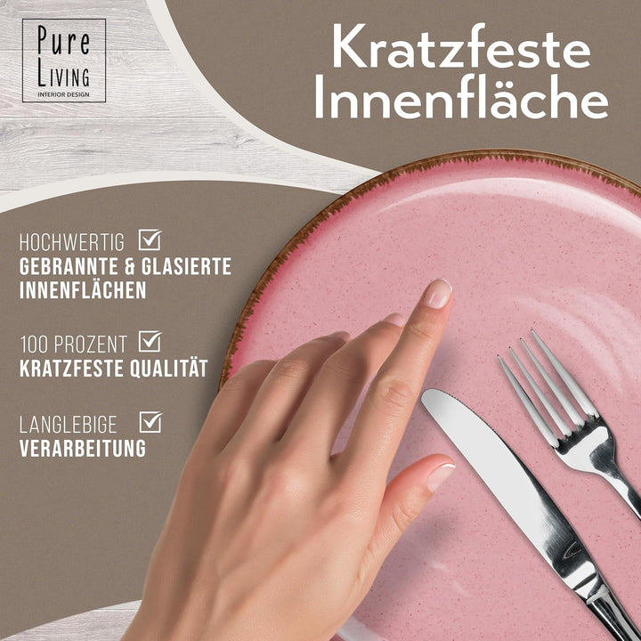Steingut Suppenteller 6 Pers. Rustic Hochwertiges Landhausstil TEST SEHR GUT Tiefe Teller Set - Krat