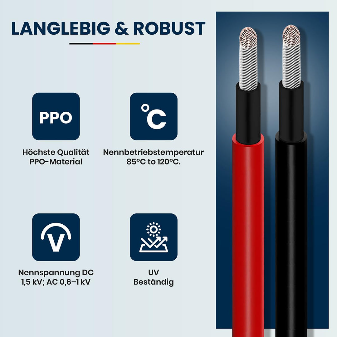 Solarkabel Verlängerung ANFIL 4mm2/12AWG Solarpanel Photovoltaik Verlängerungskabel Solar PV Kabel f