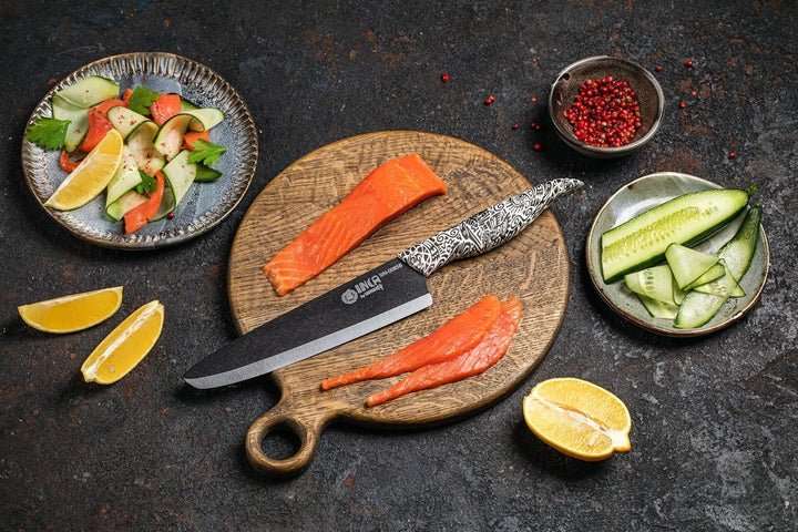 Samura INCA 7.4" Chef's Knife with Black Zirconia Ceramic Blade - High-Quality Japanese Steel Kitche