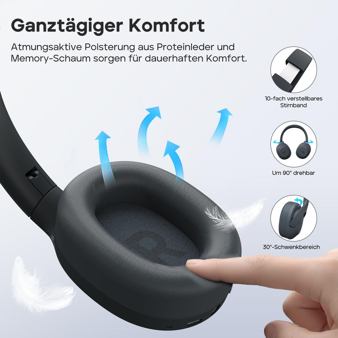 Tribit QuietPlus 81 Over-Ear Kopfhörer mit Noise Cancelling, 110 Std., Schnellladen, Bluetooth 6.0,