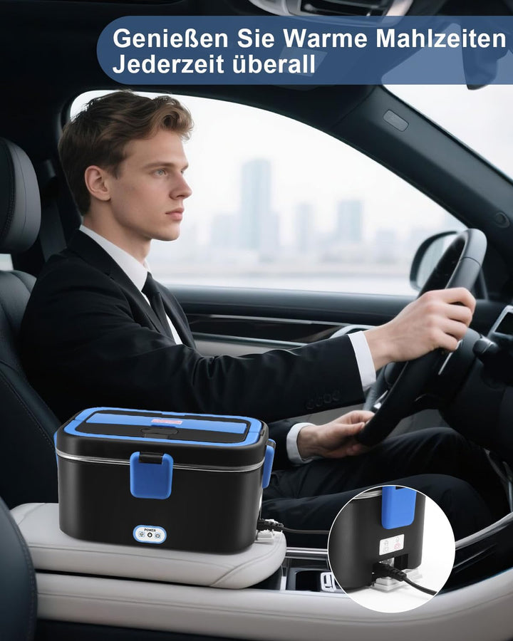 AUTOPkio Elektrische Lunchbox 1,8L 80W, Grosser Beheizbare Speisenwärmer für Auto LKW Büro 12V/24V/2