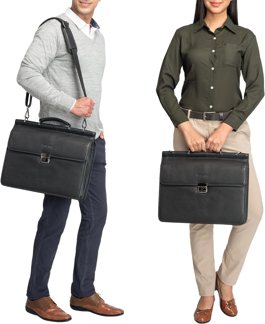 STILORD 'Stephan' Laptoptasche 15,6 Zoll Herren Leder Businesstasche Office Bag Umhängetasche Leder-