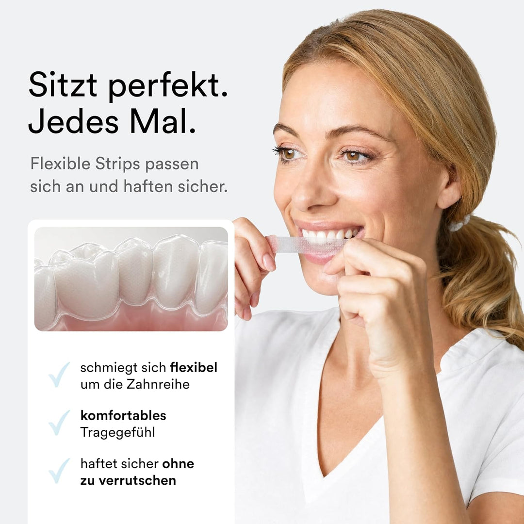 Zahnaufhellung Whitening Strips - Testsieger 2024-100 Tage risikofrei testen - frei von Peroxid - in