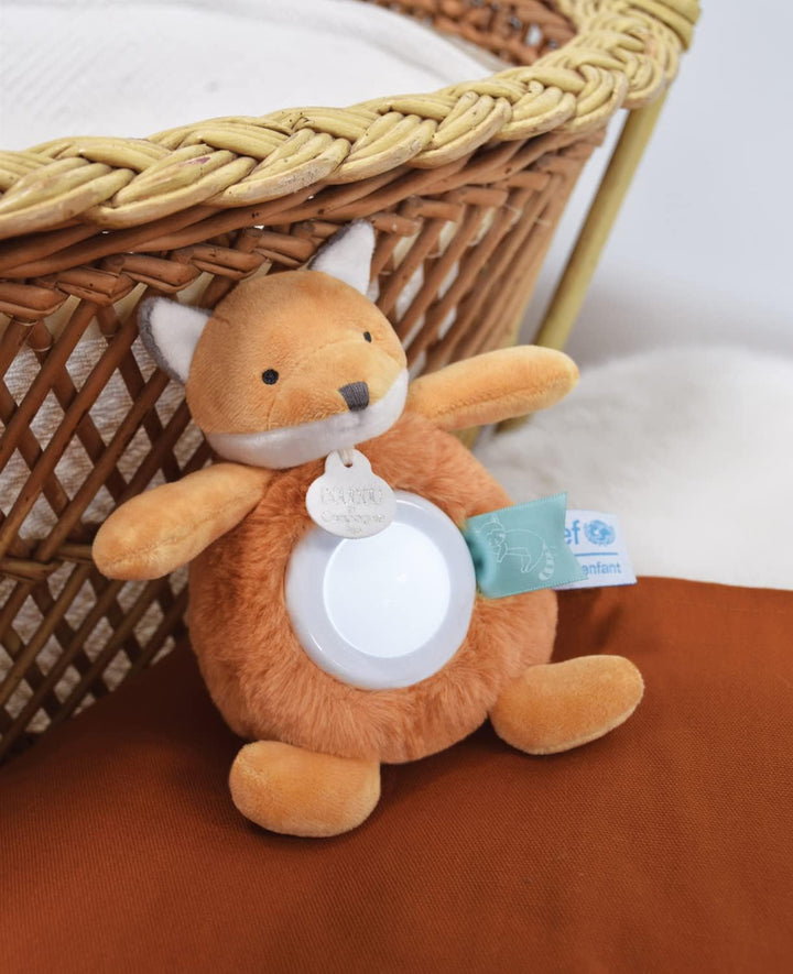 Doudou et Compagnie - Nachtlicht Fuchs Plüsch Musik und Licht für Kinder – mit 3 Lichtern – Grösse 2