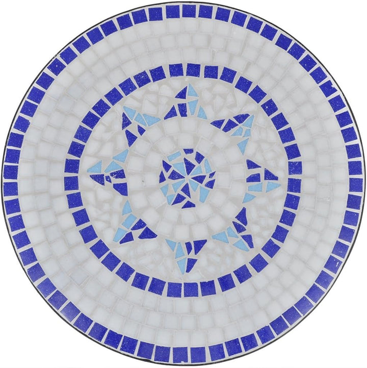 Anself Mosaiktisch Gartentisch Beistelltisch Rund Blau und Weiss 60 cm Blau und Wei?, Blau und Wei?