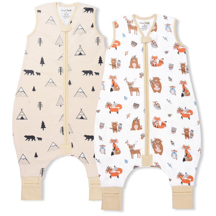 Mama Cheetah Kleinkind Schlafsack mit Füssen 3T-4T, 0,5 TOG Bio-Baumwolle Baby Wearable Decken mit B