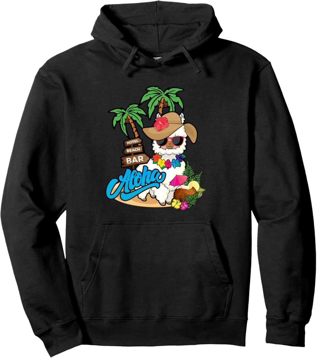 Hawaii Hawaiian Vacation Souvenir Aloha Tropical Llama Girl Pullover Hoodie