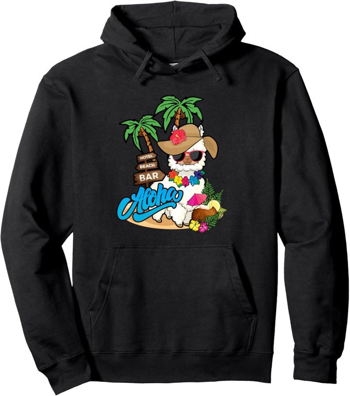 Hawaii Hawaiian Vacation Souvenir Aloha Tropical Llama Girl Pullover Hoodie