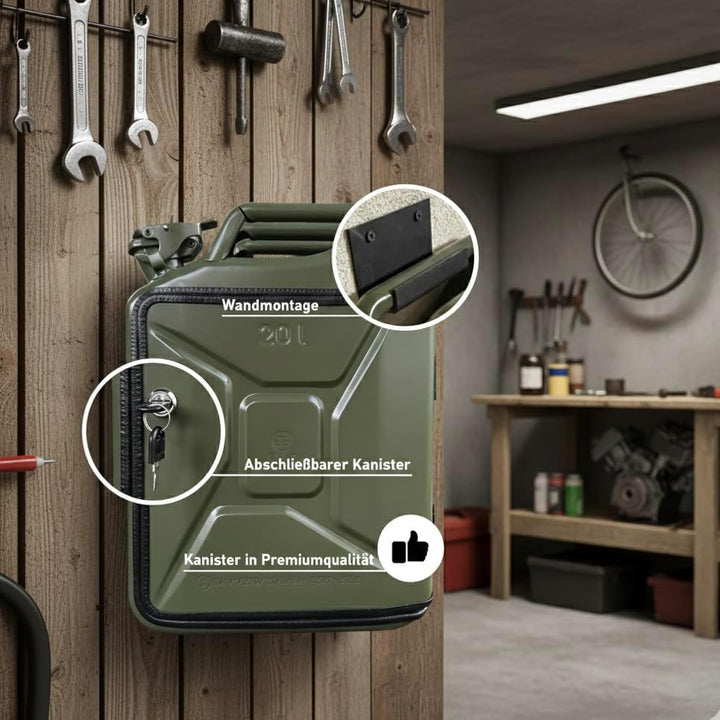 20L Kanister Mini Bar Premium I Maximal personalisierbar mit Gravur & LED Beleuchtung I 2 Whiskygläs