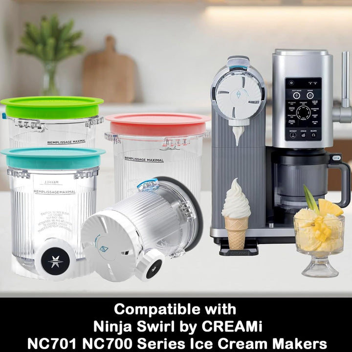 4 Stück Ersatz Behälter Kompatibel mit Ninja Swirl by CREAMi Softeis Eismaschine NC701EU NC701 NC700