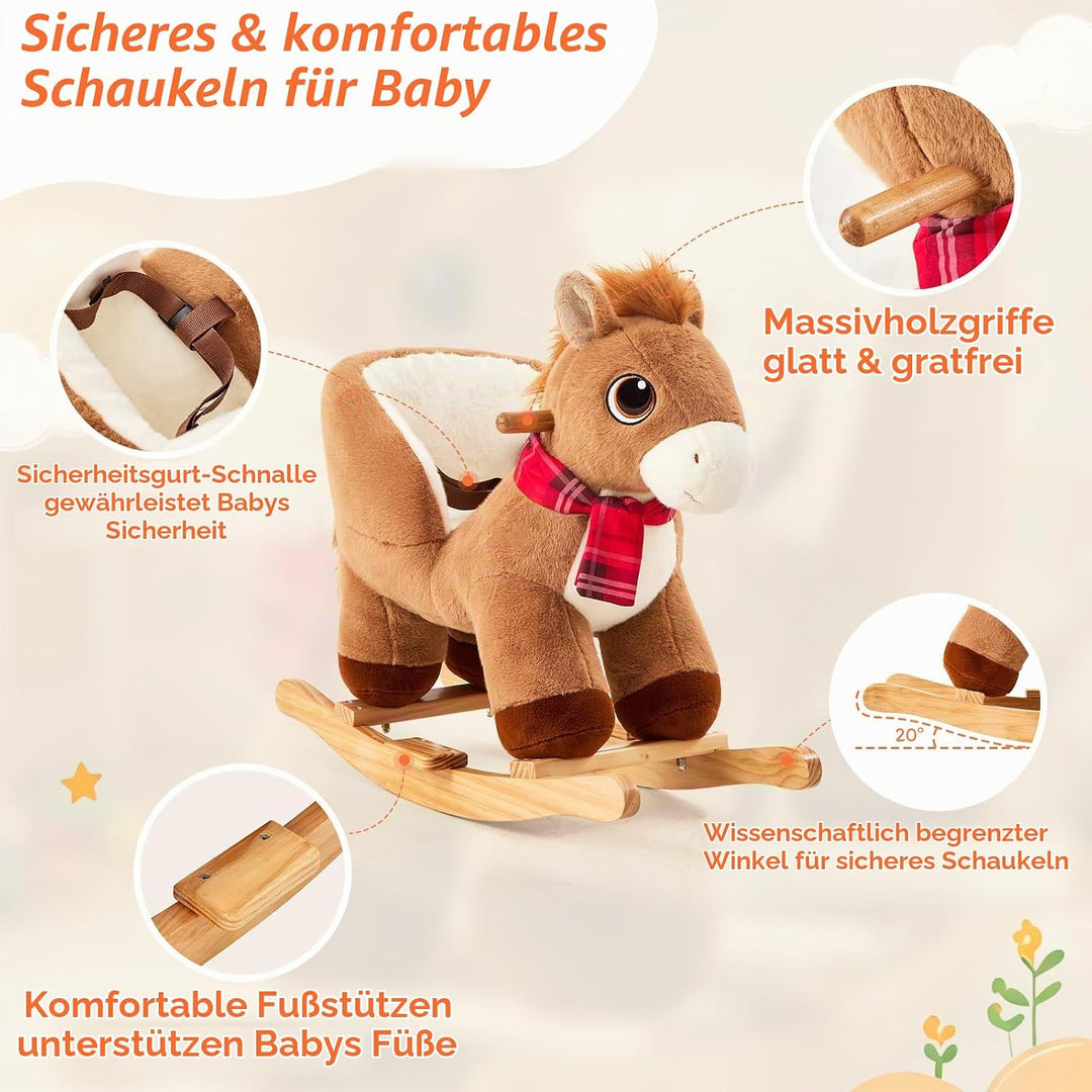 FUNLIO Pony Schaukelpferd für Kleinkinder von 6 Monaten bis 3 Jahren, niedliches Baby-Schaukelpferd