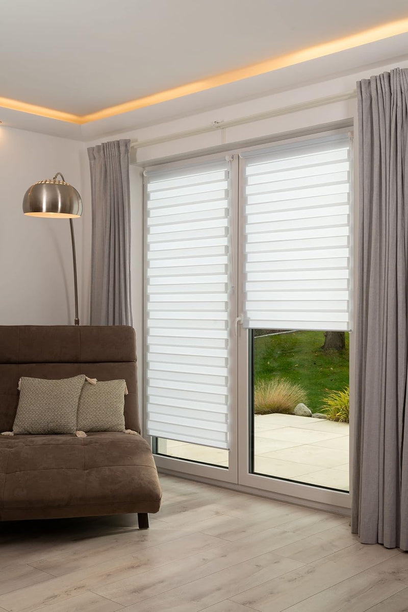 K-home 517667-8 Klemmfix Doppelrollo Madrid ohne Bohren Weiss 110 x 150 cm (B x L), Weiss 110 x 150
