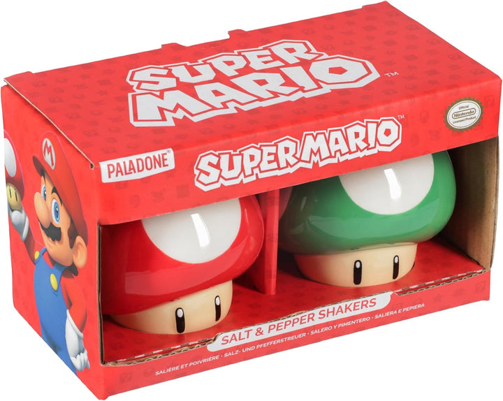 Super Mario Brothers Pilz- und Pfefferstreuer, offizielles Lizenzprodukt, Nintendo rot und grün, 1-U