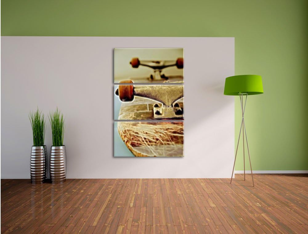 Pixxprint Skateboard als Leinwandbild | Grösse: 3 Teilig (120x80) | Wandbild| Kunstdruck | fertig be