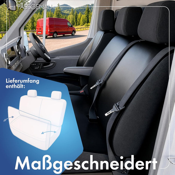 Walser Transporter Sitzbezüge Auto kompatibel mit VW T5, Doppelbank vorne klappbar, Auto Sitzbezüge