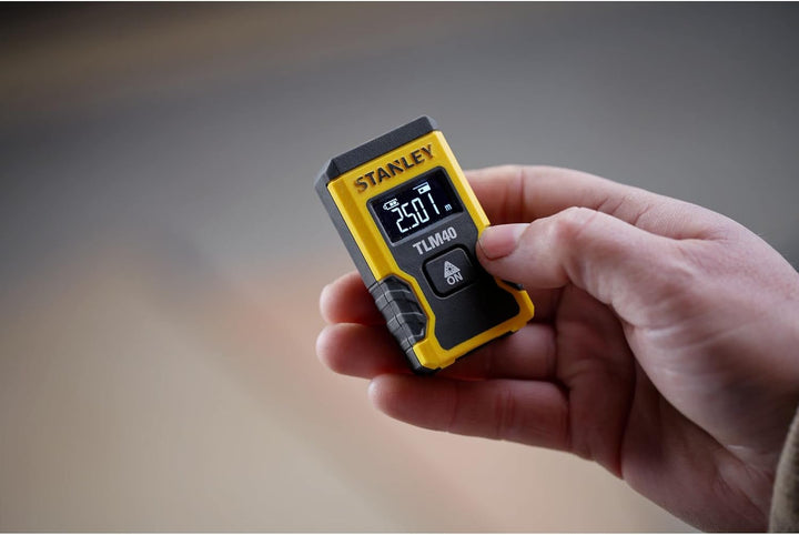STANLEY Laserentfernungsmesser TLM40 (bis 12m Reichweite, schwarzes Display mit Heller Schrift für b