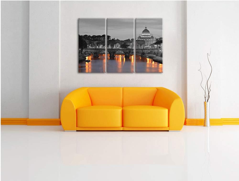 beleuchteter Petersdom am Abend schwarz/weiss 3-Teiler Leinwandbild 120x80 Bild auf Leinwand, XXL ri