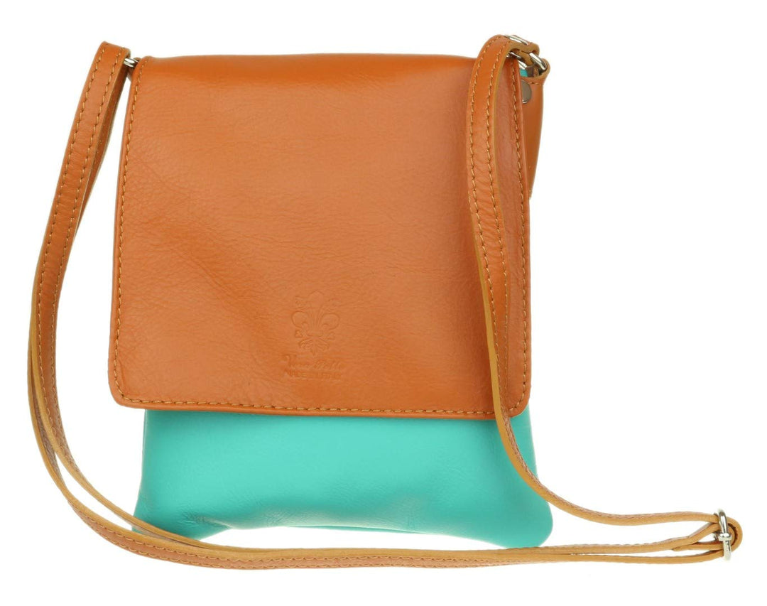 Girly Handbags Umhängetasche aus echtem Leder Blaugrünes Tan, Blaugrünes Tan