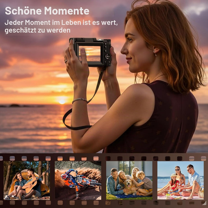 5K Digitalkamera mit WLAN für Fotografie, 64MP Vlogging-Kamera mit Flip-Bildschirm für YouTube, inkl