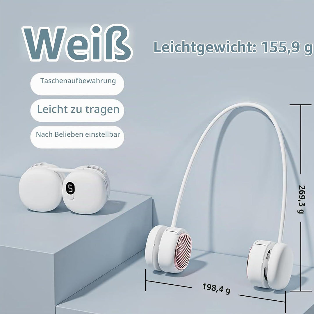 Foluu Nackenventilator Wiederaufladbar, 5 Stufen, LED-Display. Tragbar &amp; Freisprecheinrichtung, 120