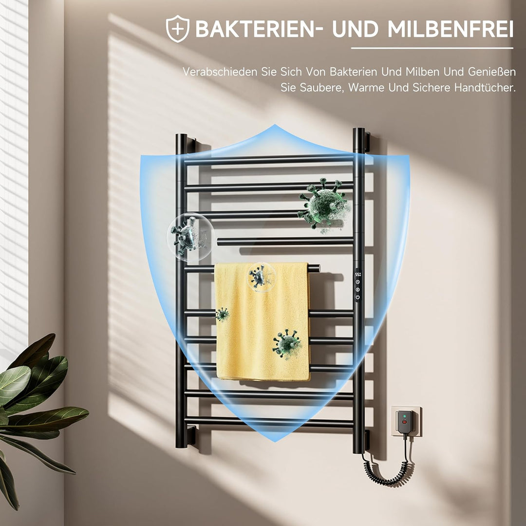 Elektrischer Badheizkörper Handtuchhalter 520 x 850 mm,Elektrischer badheizkörper schwarz,Handtuchhe